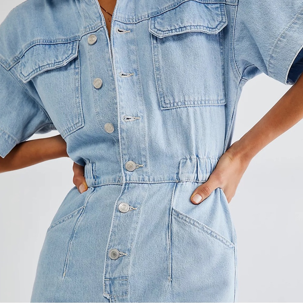 FREE PEOPLE Marci Coverall Jumpsuit NEW Size S Clear Skies Blue - Picture 5 of 13